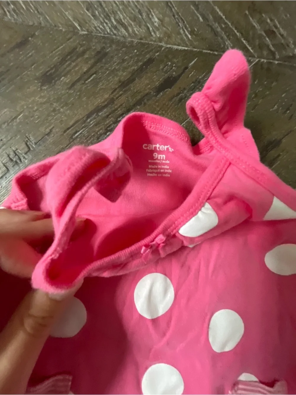 Carter's Pink Polka Dot bubble - 9M
